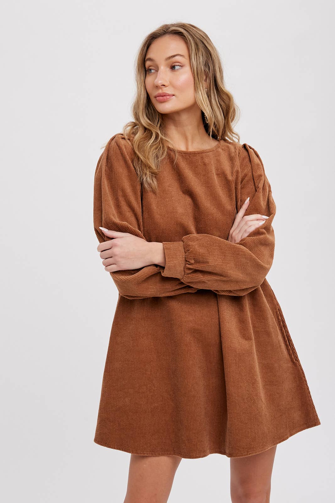 Brown-corduroy-dress-for-winters-casualwear