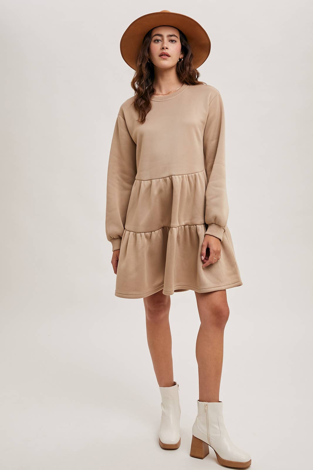 TIERED SWEATSHIRT KNIT DRESS