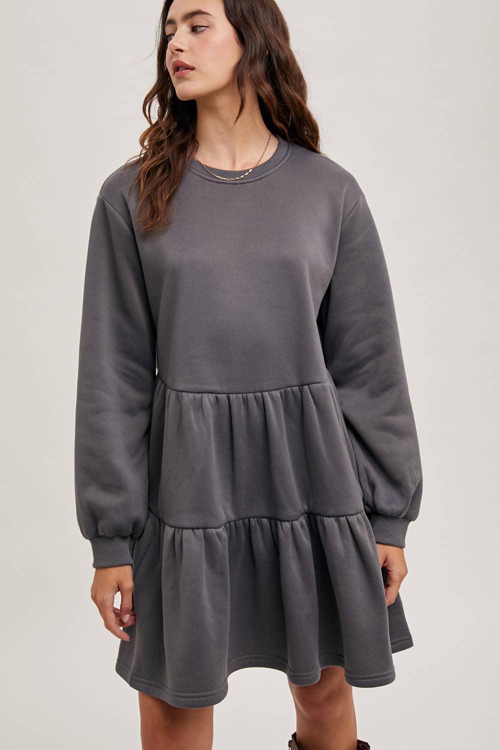 TIERED SWEATSHIRT KNIT DRESS