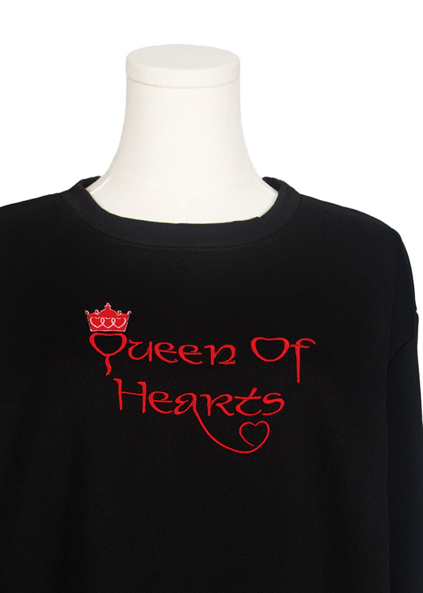 "Queen of Hearts" Embroidered Fleece Sweatshirt – Black | Karkata NC Boutique