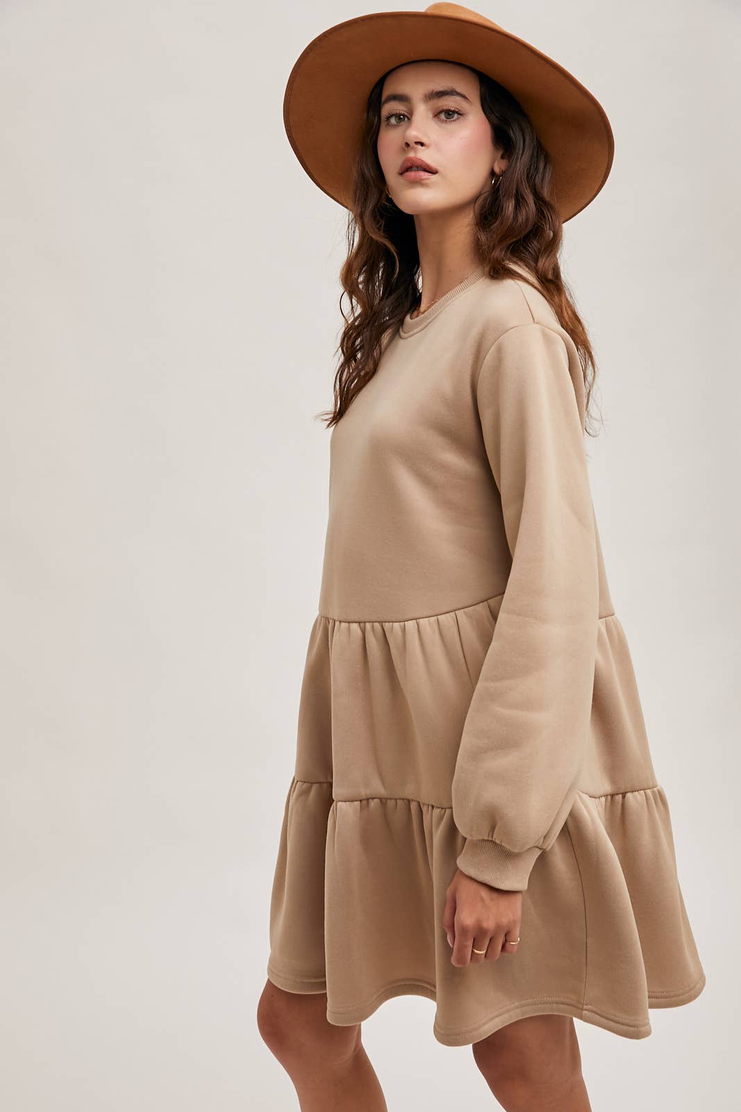 TIERED SWEATSHIRT KNIT DRESS