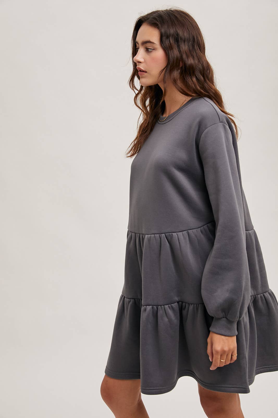 TIERED SWEATSHIRT KNIT DRESS