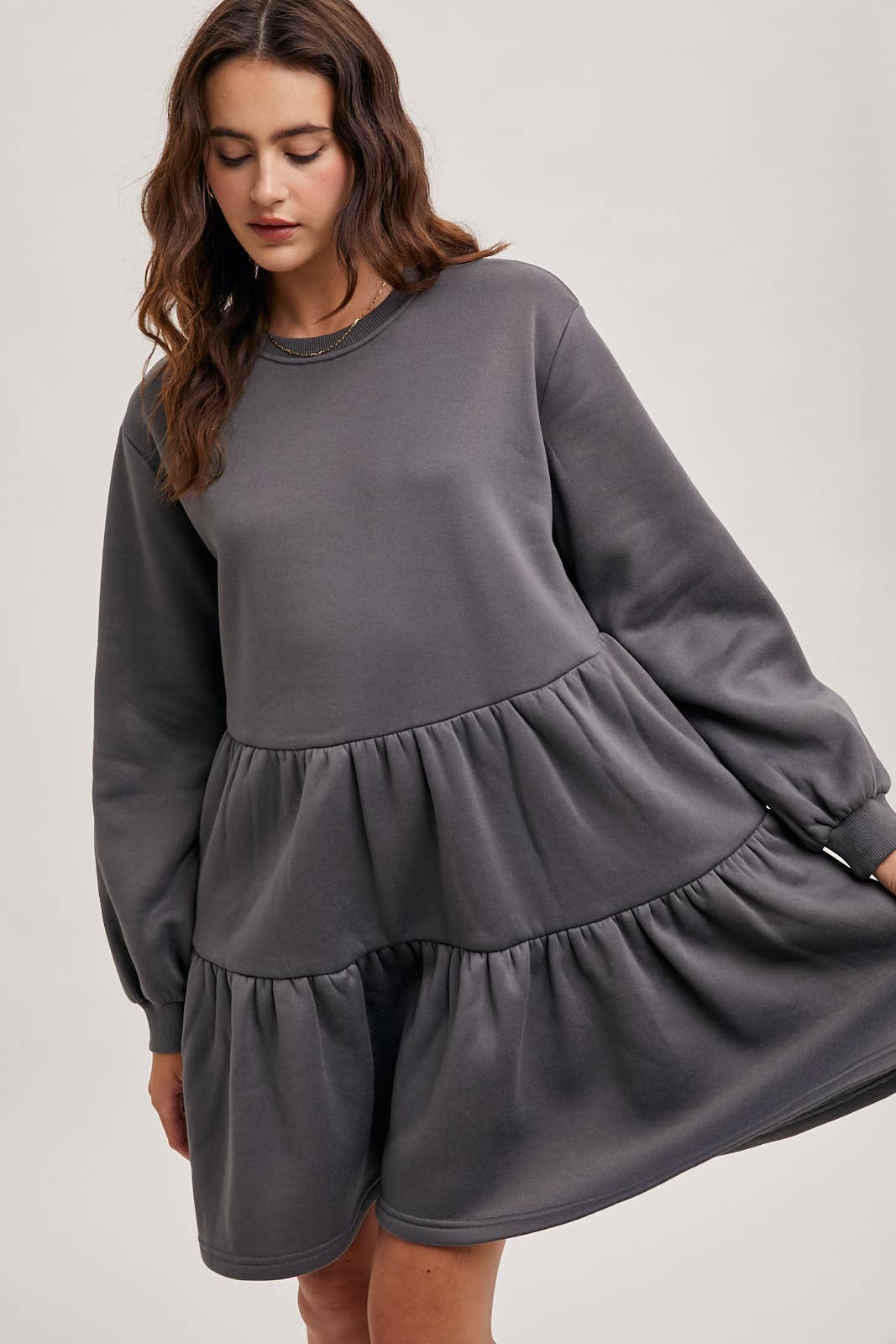 TIERED SWEATSHIRT KNIT DRESS