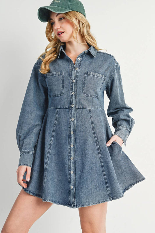 Denim-mini-A-line-dress-for-women